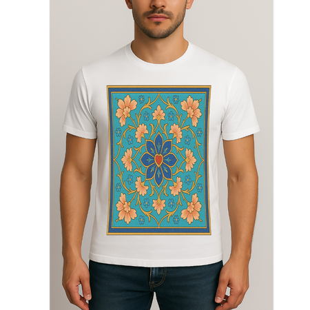 تیشرت سفید با طرح نقوش اسلیمی کد 8