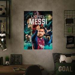پوستر دیواری طرح لیونل مسی (Lionel Messi) با لباس بارسلونا - کد 01