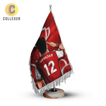 پرچم رومیزی طرح تیم پرسپولیس (Persepolis) کد 14 - ریشه تک (رنگ انتخابی) مخمل پایه سنگی