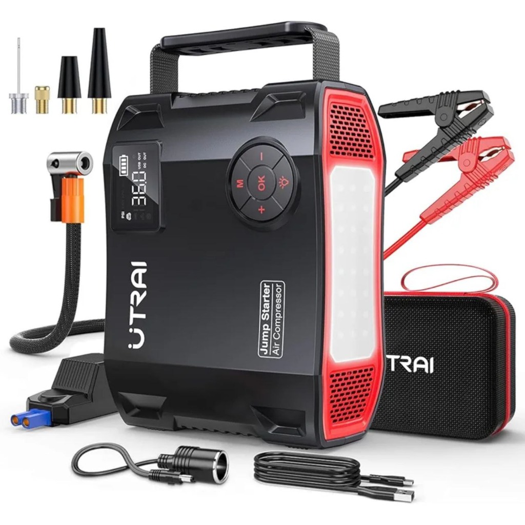 جامپ استارتر و کمپرسور باد خودرو UTRAI ظرفیت 27000mAh مدل JS-5