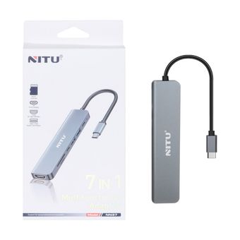 هاب 7 پورت NITU Type-C مدل NN37 - خاکستری
