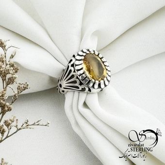 انگشتر نقره رکاب استاد حمزه سنگ سیترین کد 14057