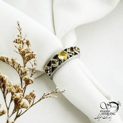 انگشتر نقره ایتالیا طرح سیترین کد 14260