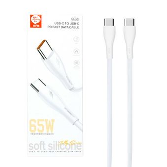 کابل شارژ فست Type-C to Type-C مدل K-55 سفید 65W