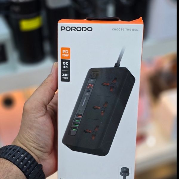 چندراهی و هاب شارژ هوشمند از برند porodo مدل سری PD_fwcho13با کابل دو متری اورجینال