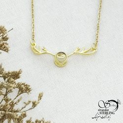 گردنبند شاخ گوزن استیل نگین تلسکوپی کد 14623
