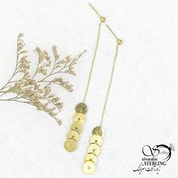 گوشواره آویز پولکی طرح طلا کد 14663
