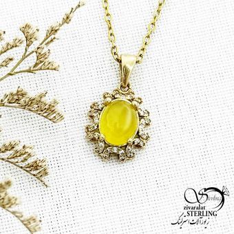 گردنبند طلاروس سنگ شرف الشمس کد 14677