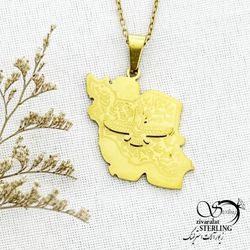 گردنبند استیل نقشه ایران کد 14684