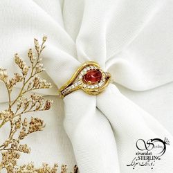 انگشتر جواهری طلاروس طرح یاقوت سرخ کد 14696