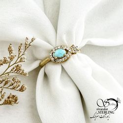 انگشتر سنگ فیروزه برند طلاروس کد 14697