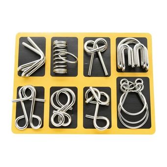 اسباب بازی فکری مدل پازل حلقه های فلزی استیل مجموعه 8 عددی