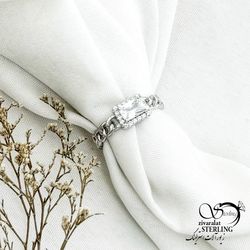 انگشتر کارتیر تک نگین نقره 925 عیار کد 14906