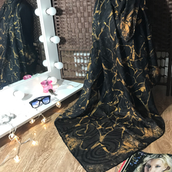 روسری دووره حریر ابریشم پروانه ای مشکی قهوه ای