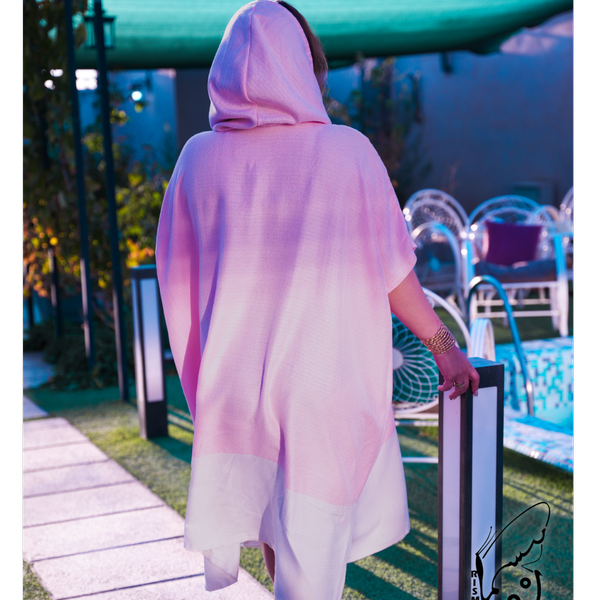 پانچو (حوله ساحلی) با رنگ بندی صورتی روشن - شماره 108/01