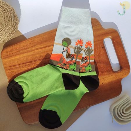 جوراب ساقدار یونیسکس طرح گورخر برند ترک SOCKY WOCKY