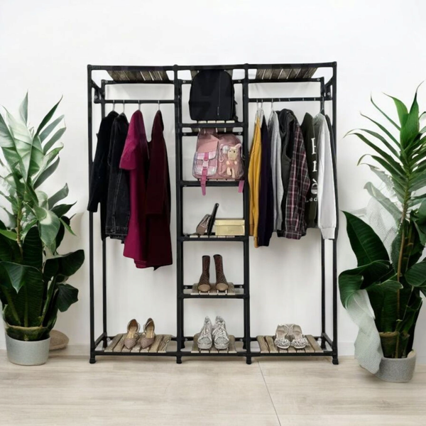 رگال لباس و کمد باز چوب و فلز مدل چندار