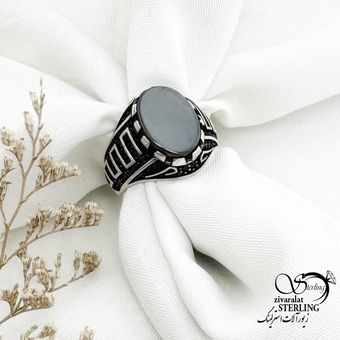 انگشتر عقیق مشکی نقره ایتالیا کد 15007