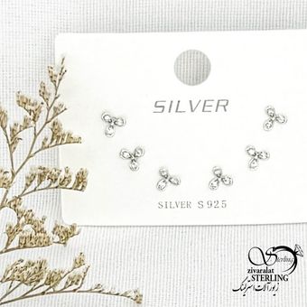 گوشواره گلبرگ سه تایی نقره ایتالیا کد 15020