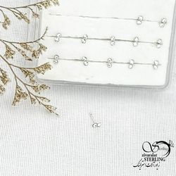 پیرسینگ بینی نگین دوتایی نقره 925 عیار کد 15042