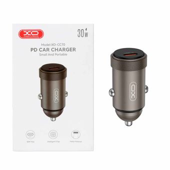 شارژر فندکی فست و PD تک پورت XO مدل CC70 30W - قهوه ای تیره