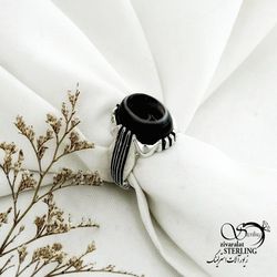 انگشتر سنگ باباقوری نقره ایتالیا کد 15134