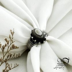 انگشتر نقره سنگ باباقوری عیار925 کد 15146