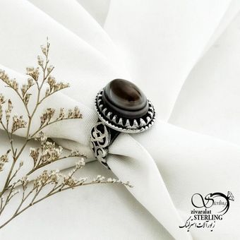 انگشتر نقره سنگ باباقوری نقره 925 عیار کد 15177