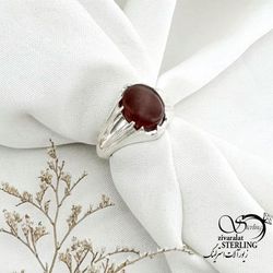 انگشتر عقیق با رکاب دست ساز نقره 925عیار کد 15247