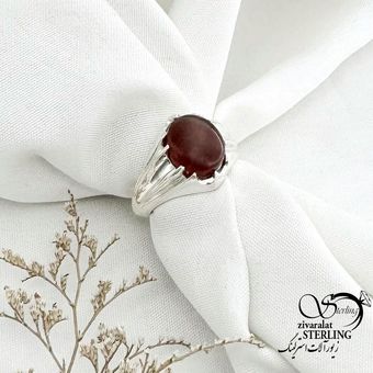 انگشتر عقیق با رکاب دست ساز نقره 925عیار کد 15247