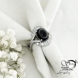 انگشتر سنگ باباقوری نقره ایتالیا کد 15344