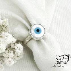 انگشتر نقره چشم نظر عیار 925 کد 15354