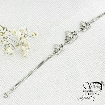 دستبند نقره 925 عیار طرح تاج کد 15492
