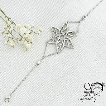 دستبند نقره جواهری طرح گل کد 15495