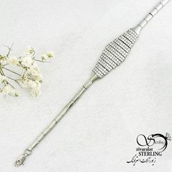 دستبند نقره جواهری نگین دار عیار925 کد 15496