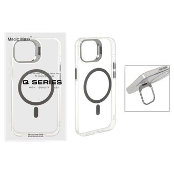 قاب اورجینال Q Series Bracket کریستالی Magsafe لنز استندشو Apple iPhone 13 / iPhone 14 - خاکستری (پک دار)