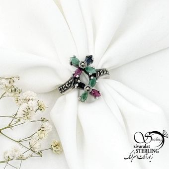 انگشتر نقره سنگ یاقوت سرخ عیار925 کد 15635