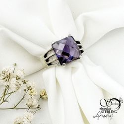 انگشتر نقره سنگ آماتیست عیار925 کد 15700