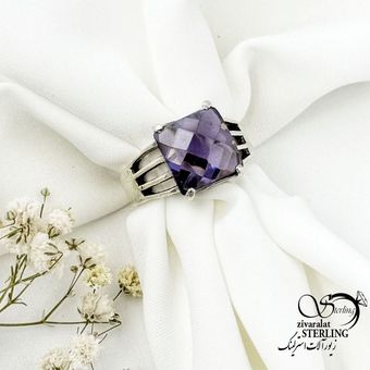انگشتر نقره سنگ آماتیست عیار925 کد 15700