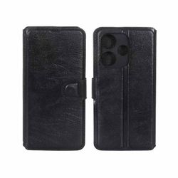 کیف موبایل چرمی مگنتی محافظ لنزدار Xiaomi Redmi 13X / Redmi 13 4G / Poco M6 4G - مشکی