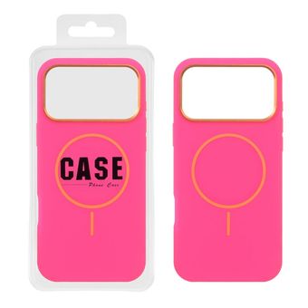 قاب سیلیکونی پاک کنی اورجینال درجه یک MagSafe لنز فلزی Apple iPhone 17 Pro Max - صورتی فانتزی