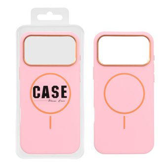 قاب سیلیکونی پاک کنی اورجینال درجه یک MagSafe لنز فلزی Apple iPhone 17 Pro Max - صورتی