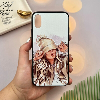 قاب گوشی iPhone X / iPhone XS آیفون دور ژله ای طرح برجسته فانتزی مدل دخترکلاه پوش