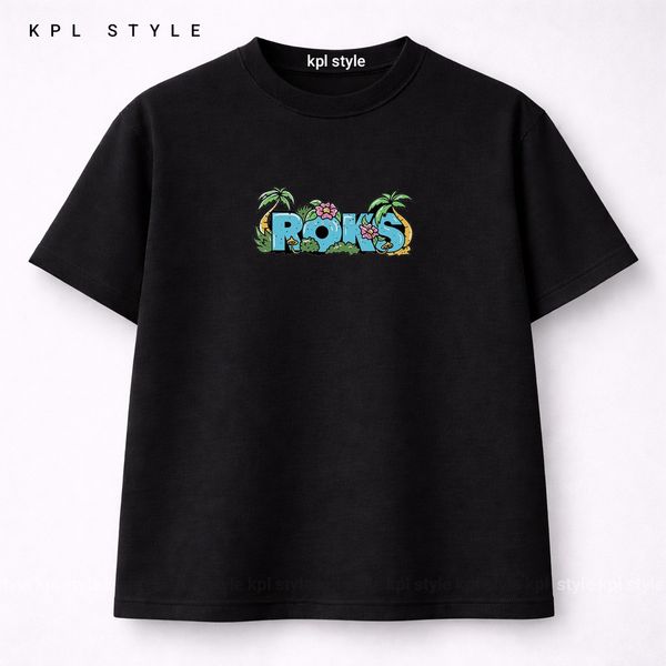 تیشرت باکسی یقه گرد 100٪ پنبه با چاپ مینیمال تایپوگرافی | کد 1310