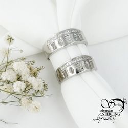 حلقه ست نقره طرح کلاسیک نقره ایتالیا کد 16034