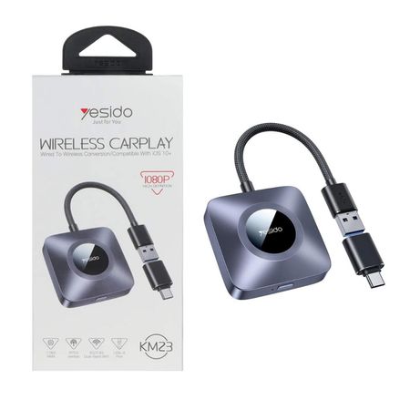 دانگل کارپلی وایرلس بیسیم یسیدو مدل Yesido KM23 Wireless CarPlay + USB to Type‑C Adapter