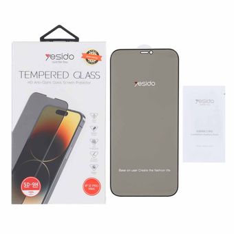 محافظ صفحه نمایش شیشه ای اورجینال Privacy Glass Yesido مدل Apple iPhone 12 Pro Max (پک دار)