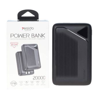 پاوربانک PD و فست شارژ Yesido 20000mAh مدل YP85 22.5W - مشکی (گارانتی 18 ماه تعویض نیکان همراه)