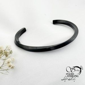 دستبند النگویی استیل مشکی طرح مارپیچ کد 16236