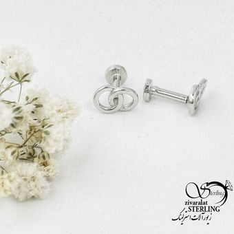 پیرسینگ نقره لب طرح گل کد 16369